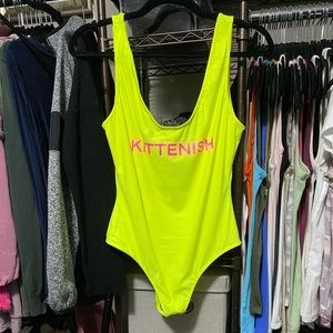 Kittenish one piece bathing suit